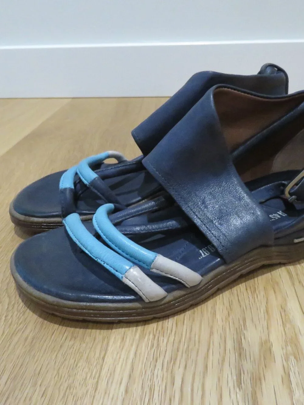 A.S. 98 Merv Leather Sandal Shoes Tornado Marina Grigio Blue US 7 Boho Grunge
